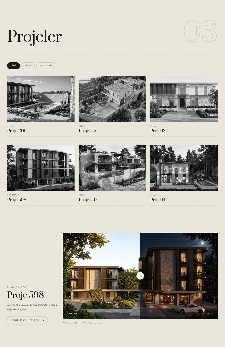 Studio Hyle Design web sitesinin projeler bölümü